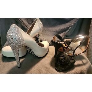 Designer Heels Bundle — Badgley Mischka Sz 7 + Pour La Victoire White Leathe